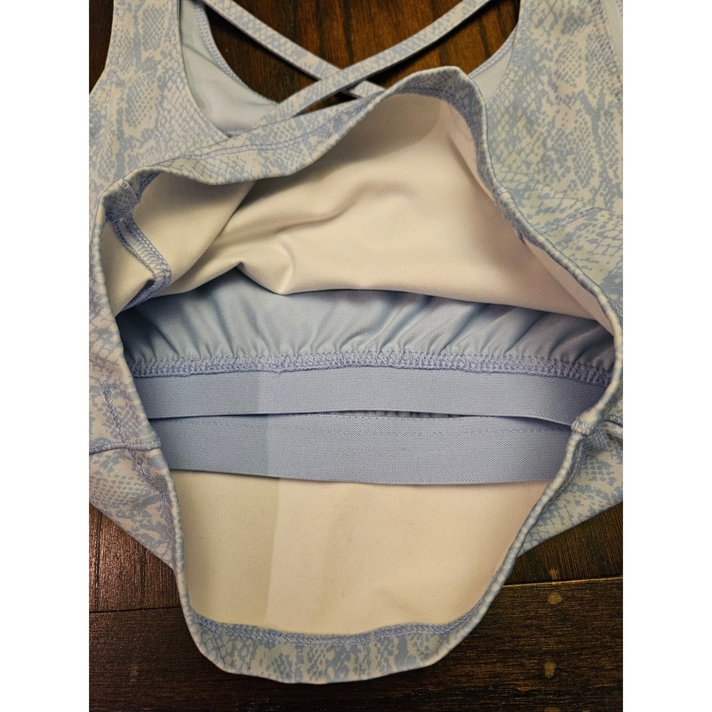 Zelos Womens Blue Snakeskin Print Longline Sports Bra Yoga Crop Top Small - Picture 7 of 8